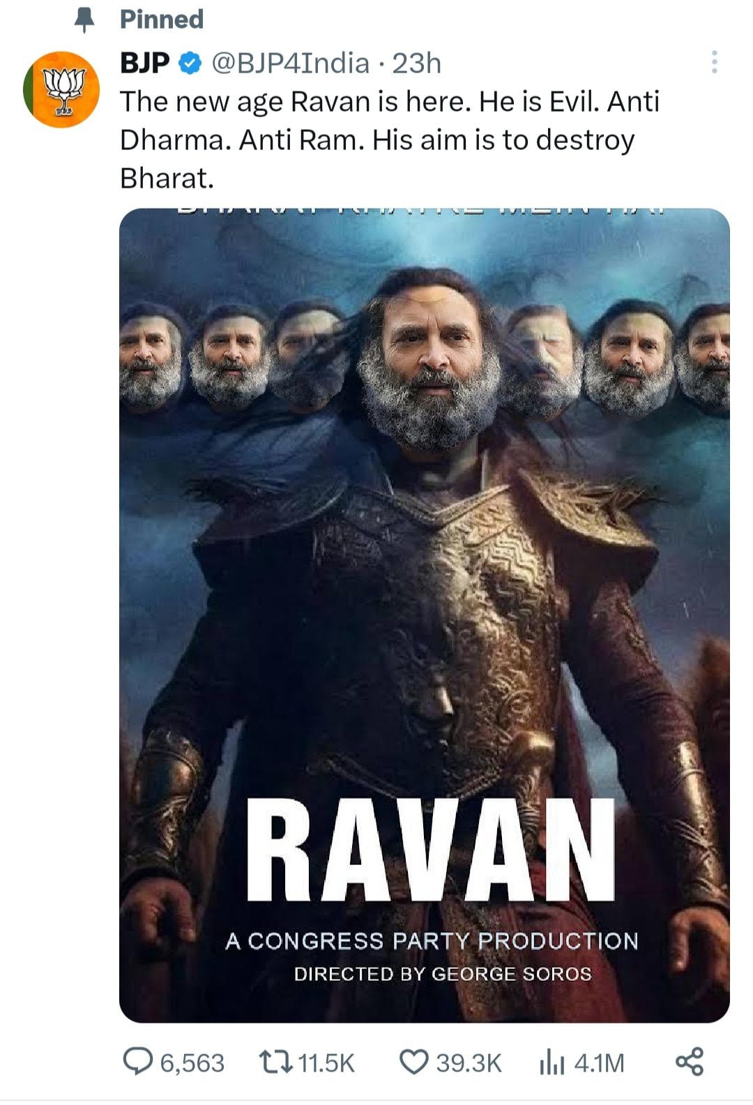 बीजेपी ने राहुल गांधी को बताया रावण, कांग्रेस का पलटवार
