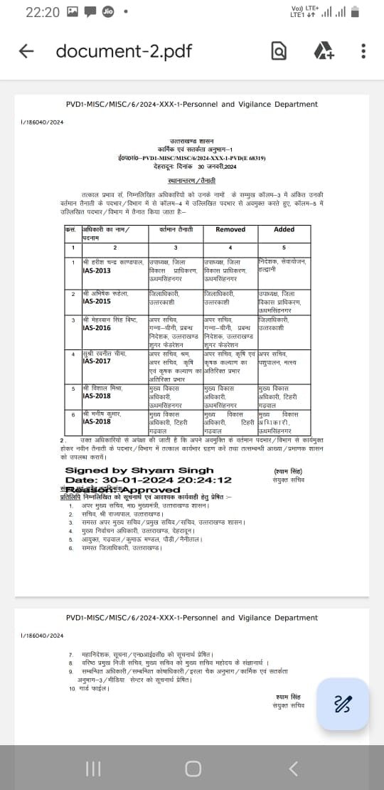 उत्तरकाशी के डीएम हटाए गए